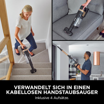 Shark Stratos Akku-Staubsauger Kabellos, PowerFins Plus, 60 Min. Laufzeit, Anti Hair Wrap & CleanSense IQ Staubsauger, mit Auto-Kit, Haustier-, Fugen- & Multi-Oberfläche-Aufsatz, Kupfer IZ400UKEUTBK