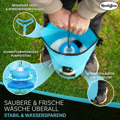 Tragbare Waschmaschine ohne Strom - Faltbarer Waschbeutel Pömpel Waschbrett Set, klein & leicht für Handwäsche, Reisewaschmaschine - Outdoor mobile mini Waschtasche für Camping, Reisen, Urlaub