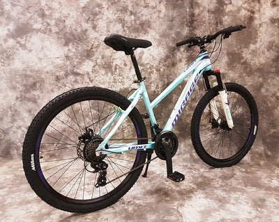 Generisch 26 Zoll Aluminium Damen Mountainbike Gefedert mit 21-Gang Daumenklickkettenschaltung, Scheibenbremsen NEU 2670-Türkis-Weiss, Bitte BEACHTEN AB 155 cm KÖPERGRÖSSE GEEIGNET !!!!!!!