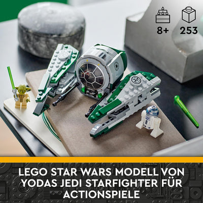 LEGO 75360 Star Wars Yodas Jedi Starfighter Bauspielzeug, Clone Wars Fahrzeug-Set mit Meister Yoda-Minifigur, Lichtschwert und Droide R2-D2-Figur