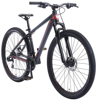 BIKESTAR Hardtail Aluminium Mountainbike Shimano 21 Gang Schaltung, Scheibenbremse 29 Zoll Reifen | 17 Zoll Rahmen Alu MTB | Schwarz Rot