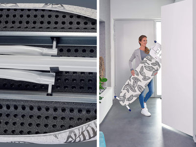 Leifheit Bügelbrett Air Board Express L Solid ideal für eine Dampfstation, Bügeltisch mit Baumwollbezug, Dampfbügelbrett mit ultraleichter Bügelfläche