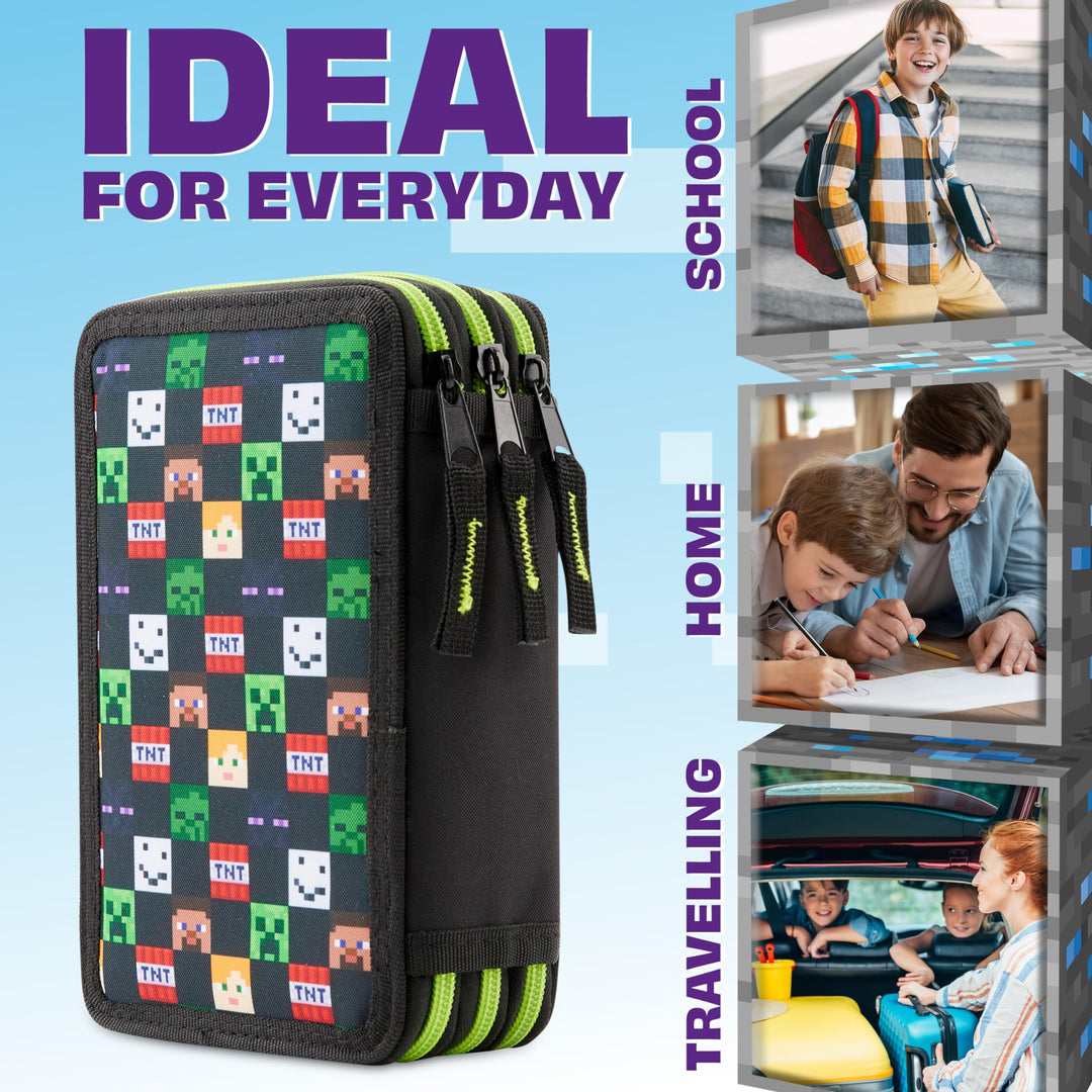 MINECRAFT FEDERMAPPE MÄPPCHEN Federtasche Kinder Junge 3 Fächer + Schreibwaren EUR 30,55 - DE MINECRAFT FEDERMAPPE MÄPPCHEN Federtasche Kinder Junge 3 Fächer + Schreibwaren EUR 30,55 - DE