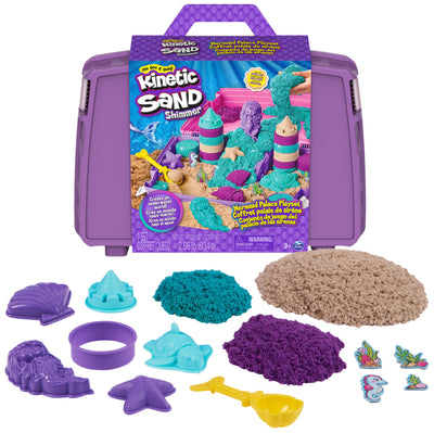 Kinetic Sand Meerjungfrauen Koffer - mit 934 g original kinetischem Sand aus Schweden in 3 Farben, 6 Förmchen, 1 Schaufel für kreatives Indoor-Sandspiel, für Kinder ab 3 Jahren