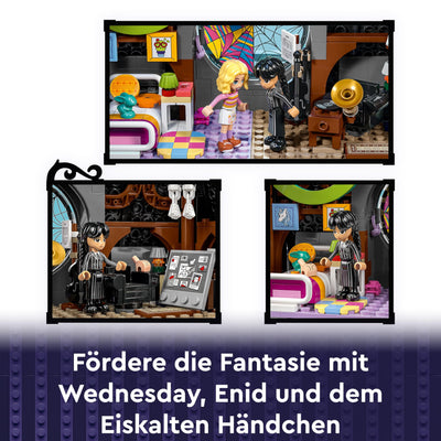 LEGO Wednesday: Wednesdays und Enids Zimmer im Studentenwohnheim, Nevermore Academy zum Sammeln und Umgestalten, Sammlerstück mit 4 Spielfiguren, Spielzeug für Mädchen, Jungen und Fans 76781