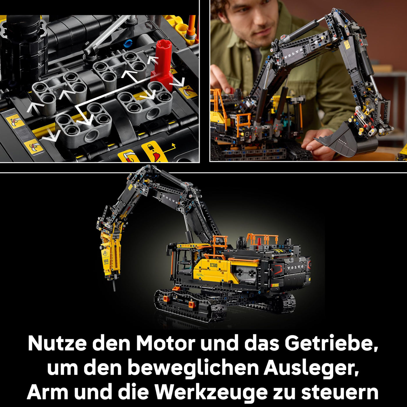LEGO Technic Volvo EC500 Hybrid-Bagger - Spielzeug Automodell mit Motor für Erwachsene mit beweglichem Ausleger, Kettenantrieb sowie austauschbarem Hammer und Schaufel - Geschenkidee - 42215