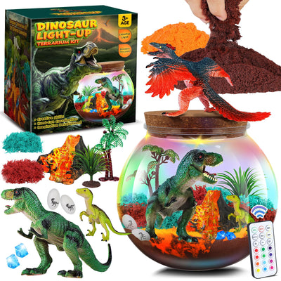 RONSTONE Dinosaurier Spielzeug für Jungen Mädchen - Bastelset Spielzeug Geschenk Junge 4 5 6 7-12 Jahre Kinder - DIY Dino Terrarium & Vulkan für Jungen - Lernende Experimente Bastelsets für Kinder