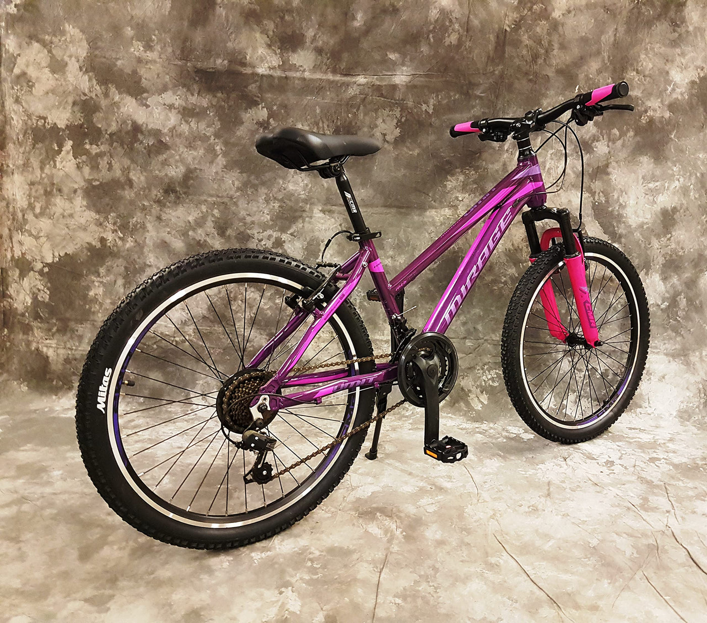 26 Zoll Aluminium Damen UND MÄDCHEN Mountainbike Mirage Gefedert mit 21-Gang Kettenschaltung Daumenklickschaltung NEU 2666-LILA-PINK Bitte BEACHTEN AB 155 cm KÖPERGRÖSSE GEEIGNET !!!!!!!