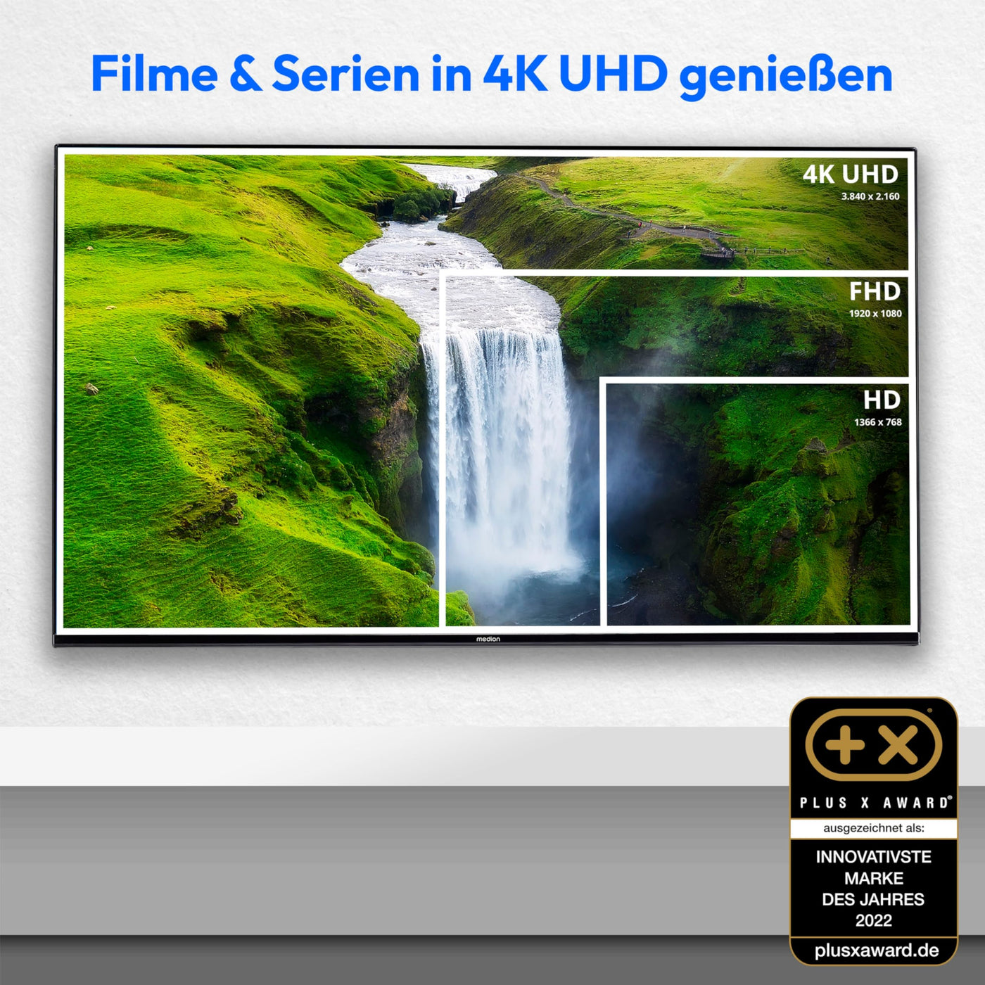 MEDION X14370 (MD 30706) 108 cm (43 Zoll) Fernseher (Smart TV, 4K Ultra HD, Dolby Vision HDR, Dolby Atmos, Netflix, Prime Video, MEMC, Micro Dimming, Bluetooth, PVR)