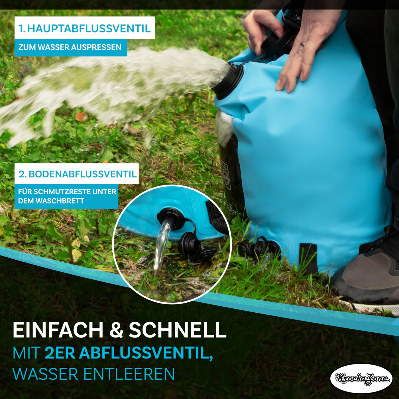 Tragbare Waschmaschine ohne Strom - Faltbarer Waschbeutel Pömpel Waschbrett Set, klein & leicht für Handwäsche, Reisewaschmaschine - Outdoor mobile mini Waschtasche für Camping, Reisen, Urlaub