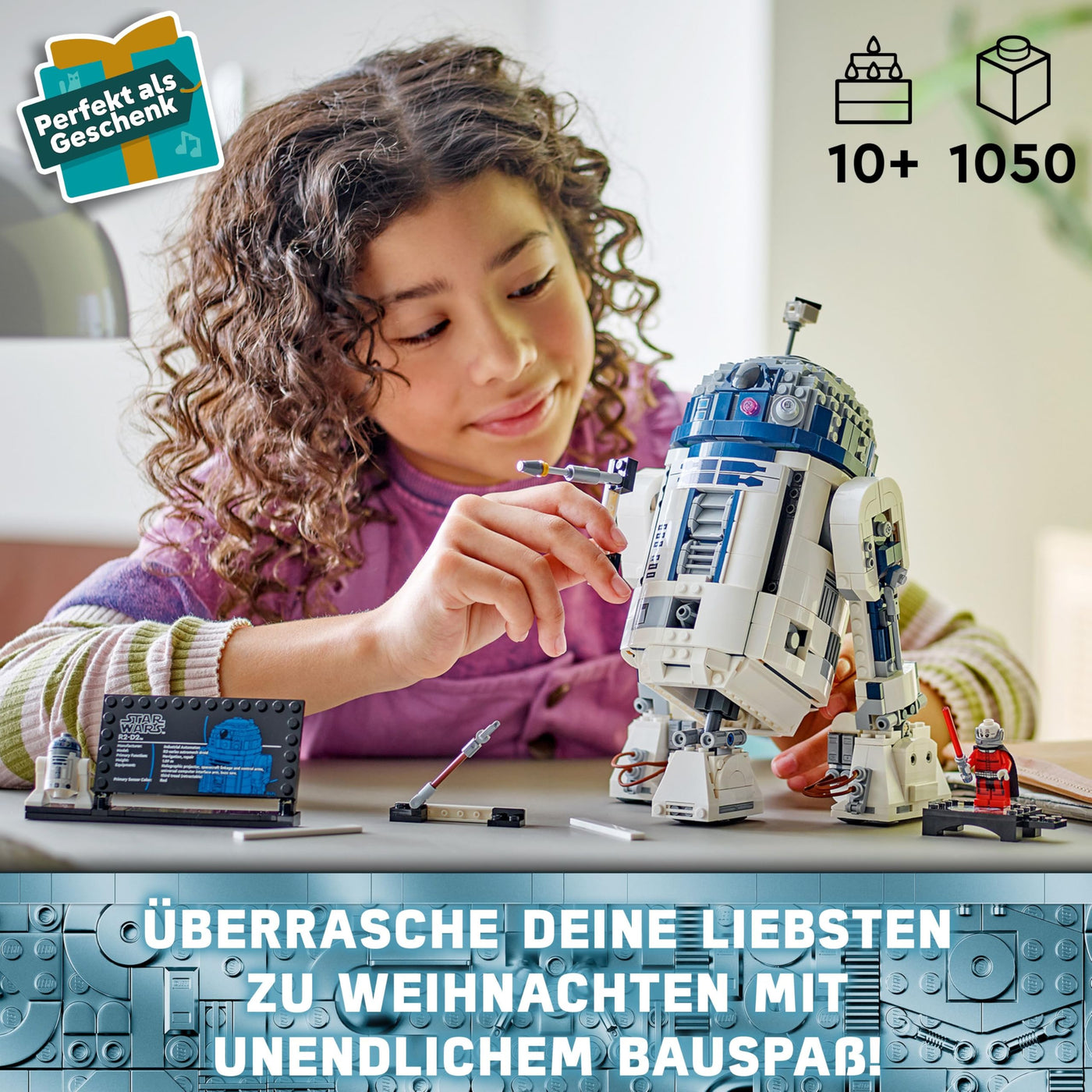 LEGO Star Wars 75379 R2-D2 Spielzeug – Spielfigur zum Ausstellen mit drehbarem Kopf, Periskop und Werkzeugen mit Darth Malak Minifigur – Geschenk für Jungs ab 10 Jahren und Erwachsene