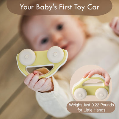 Moonkie Roll & Go Auto Spielzeug Set, 3er Pack, Silikon Spielzeugautos, Kinderspielzeug Geschenke Junge&Mädchen 6 Monate + 1 2 3 Jahre, BPA-frei, Sensorik Spielzeug, Auto Kinder für Kita& Reise