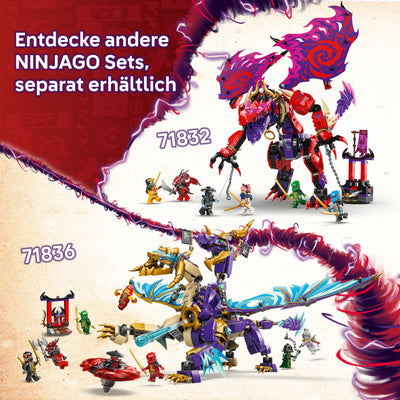 LEGO NINJAGO Chaosdrache Donnerzahn – Bewegliche Actionfigur mit 6 Minifiguren (Lloyd, NYA, Arin und Sora) – Kreatives Spielzeug zu Weihnachten für Kinder ab 8 Jahren – 71832