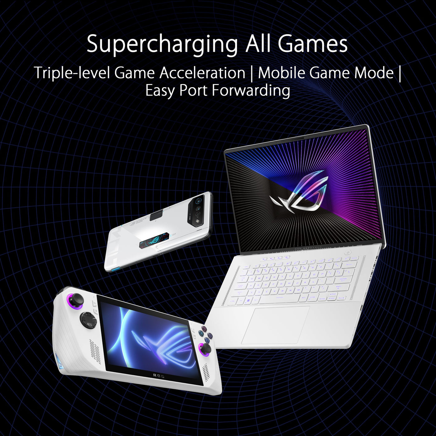 ASUS ROG Rapture GT-BE98 Quad-Band WiFi 7 Gaming Router (320MHz Bandbreite, duale 10G Ports, Backup WAN, Mobile Game Mode, Aura RGB, AiMesh, VPN)