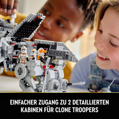 LEGO Star Wars 75337 at-TE Walker Spielzeug mit 3 Minifiguren aus dem 212. Klon-Trupp, Zwergspinne und Battle Droid Figuren – Geschenk für Jungs ab 9 Jahren und Fans von Die Rache der Sith