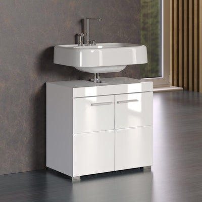 trendteam smart living - Waschbeckenunterschrank Unterschrank - Bad - Amanda - Aufbaumaß (BxHxT) 60 x 56 x 34 cm - Farbe Weiß Hochglanz - 139330101