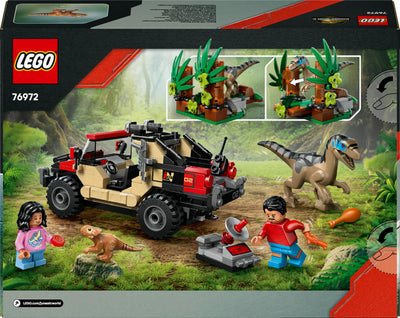 LEGO Jurassic World Raptor: Verfolgungsjagd mit dem Geländewagen – 2 Dinosaurier Figuren, Auto, 2 Minifiguren – Geschenk für Jungen und Mädchen ab 6 Jahren, Fans des Films „Die Wiedergeburt“ – 76972