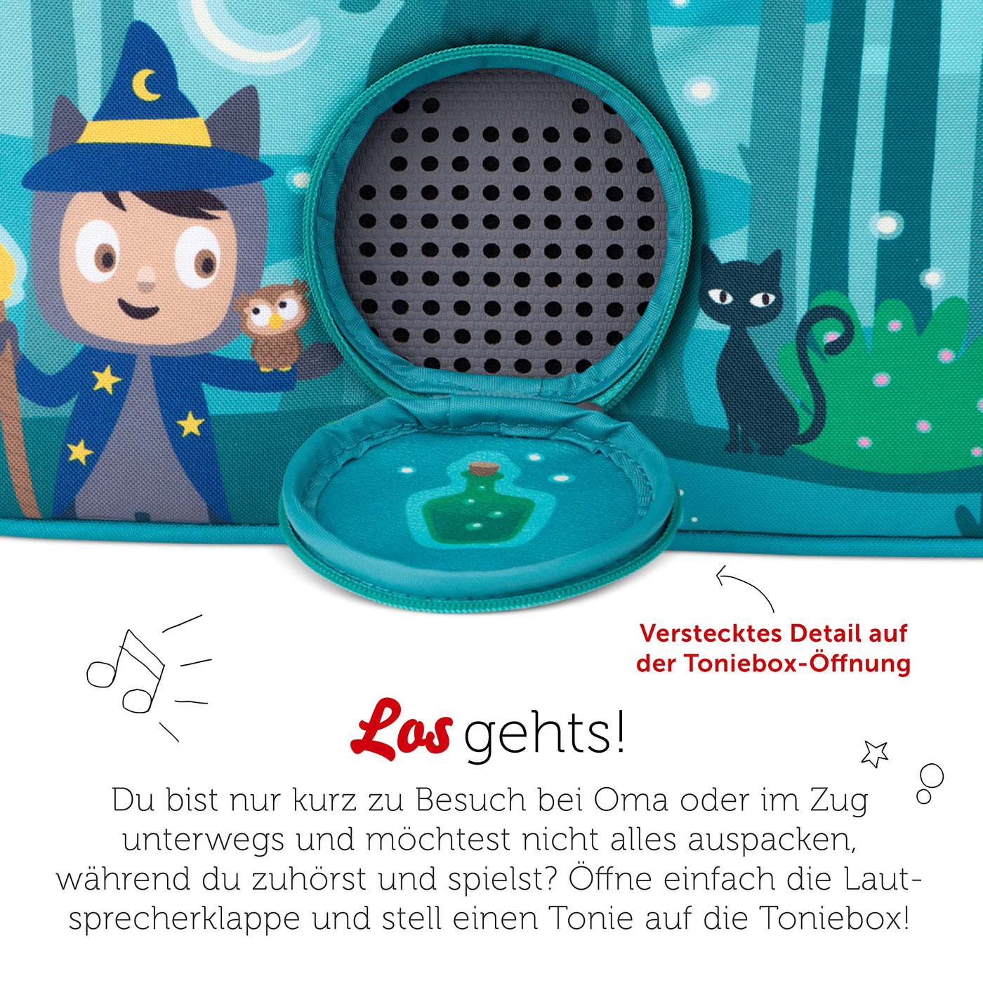 tonies HörSpiel-Transporter Unter dem Zaubermond, Transporttasche für Mind. 6 Hörfiguren und Toniebox, mit Lautsprecheröffnung, 28 x 13 x 19 cm