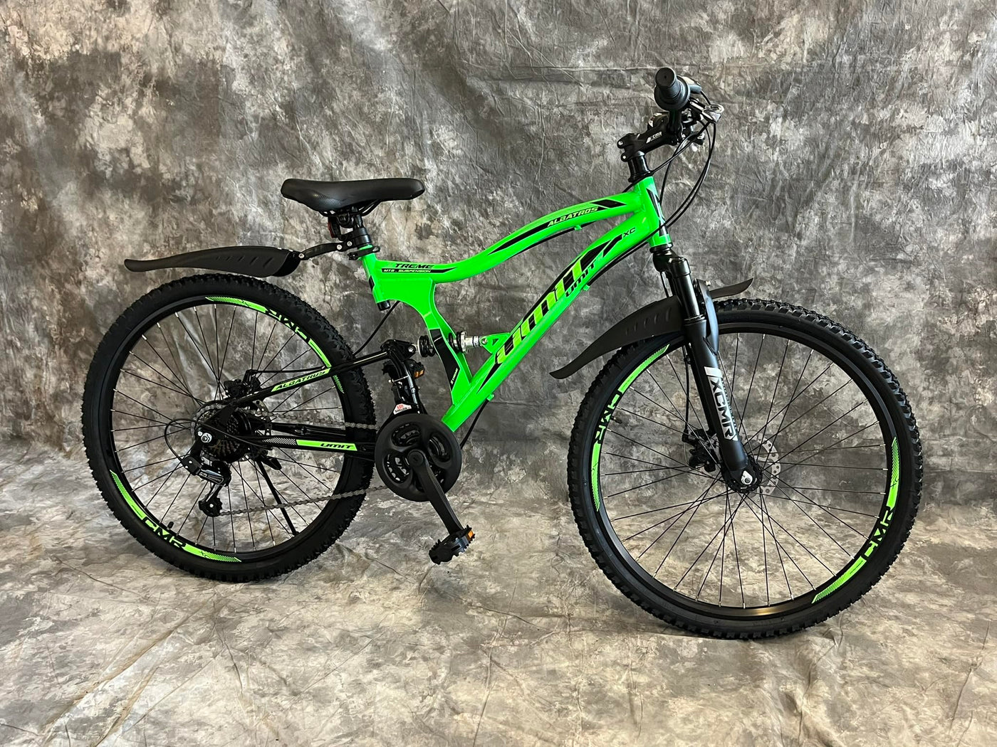 Generisch 24 Zoll MTB Albatros Vollgefedert, 21-Gang Kettenschaltung, Scheibenbremsen NEU 2459-GRÜN-SCHWARZ AB 138 cm KÖRPERGRÖSSE GEEIGNET!!!!!!!!!!!!!!!!!!!!!!!