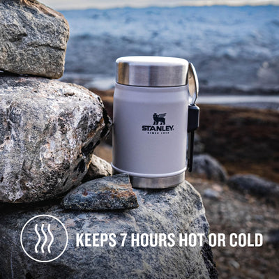 Stanley Classic Legendary Thermobehälter für Essen mit Göffel 400 ml - Hält 7 Stunden Heiß oder Kalt - Edelstahl Warmhaltebehälter Essen - BPA-Frei - Spülmaschinenfest - Ash