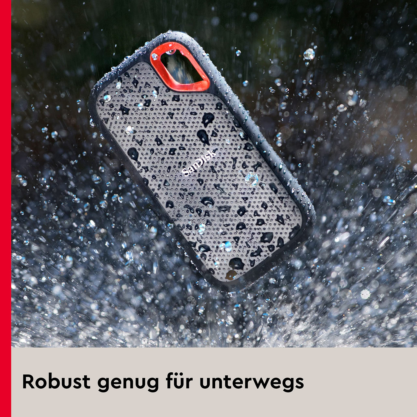 SanDisk Extreme Portable SSD 2 TB (tragbare NVMe SSD, USB-C, bis zu 1.050 MB/s Lesegeschwindigkeit und 1.000 MB/s Schreibgeschwindigkeit, wasser- und staubbeständig) Schwarz