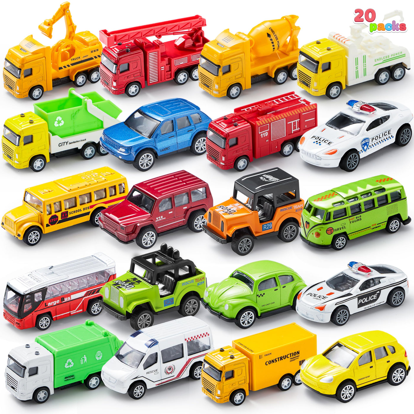 JOYIN 20 Stück Metall Zurückziehen Mini Spielzeugautos, Mini Die Cast Spielzeugautos Set, Pull Back Autos für Kleinkinder Mädchen Jungen Spielzeug