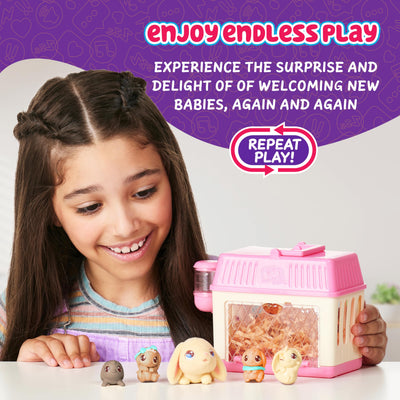 Little Live Pets Mama Surprise Mini Hasen-Spielset Lil' Bunny; die Hasen-Mama bekommt 2,3 oder 4 Babys, Mama Surprise im Miniformat, wiederholbares Spielemuster