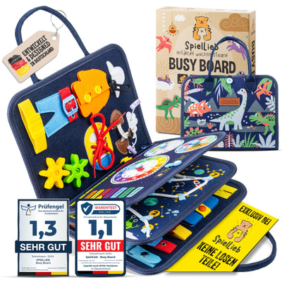 SpielLieb® Montessori Busy Board Deutsch ab 3 Jahre - interaktives Activity Board Spielzeug für Kleinkinder - Beschäftigung für Auto & Flugzeug Entwicklung & Motorik