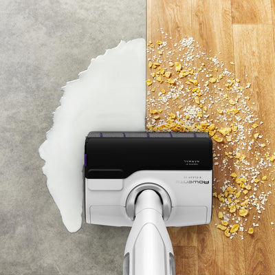 Rowenta X-Clean 4 kabelloser Nass-und Trockenstaubsauger, Selbstreinigungsfunktion, Nass Trockensauger 50min Laufzeit, automatische Schmutzerkennung, Nasssauger mit smartem LED Display, grau GZ5036WO