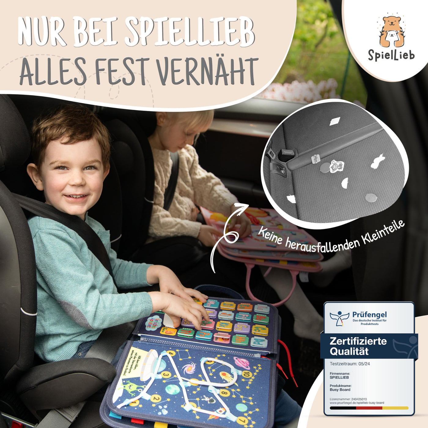 SpielLieb® Montessori Busy Board Deutsch ab 3 Jahre - interaktives Activity Board Spielzeug für Kleinkinder - Beschäftigung für Auto & Flugzeug Entwicklung & Motorik