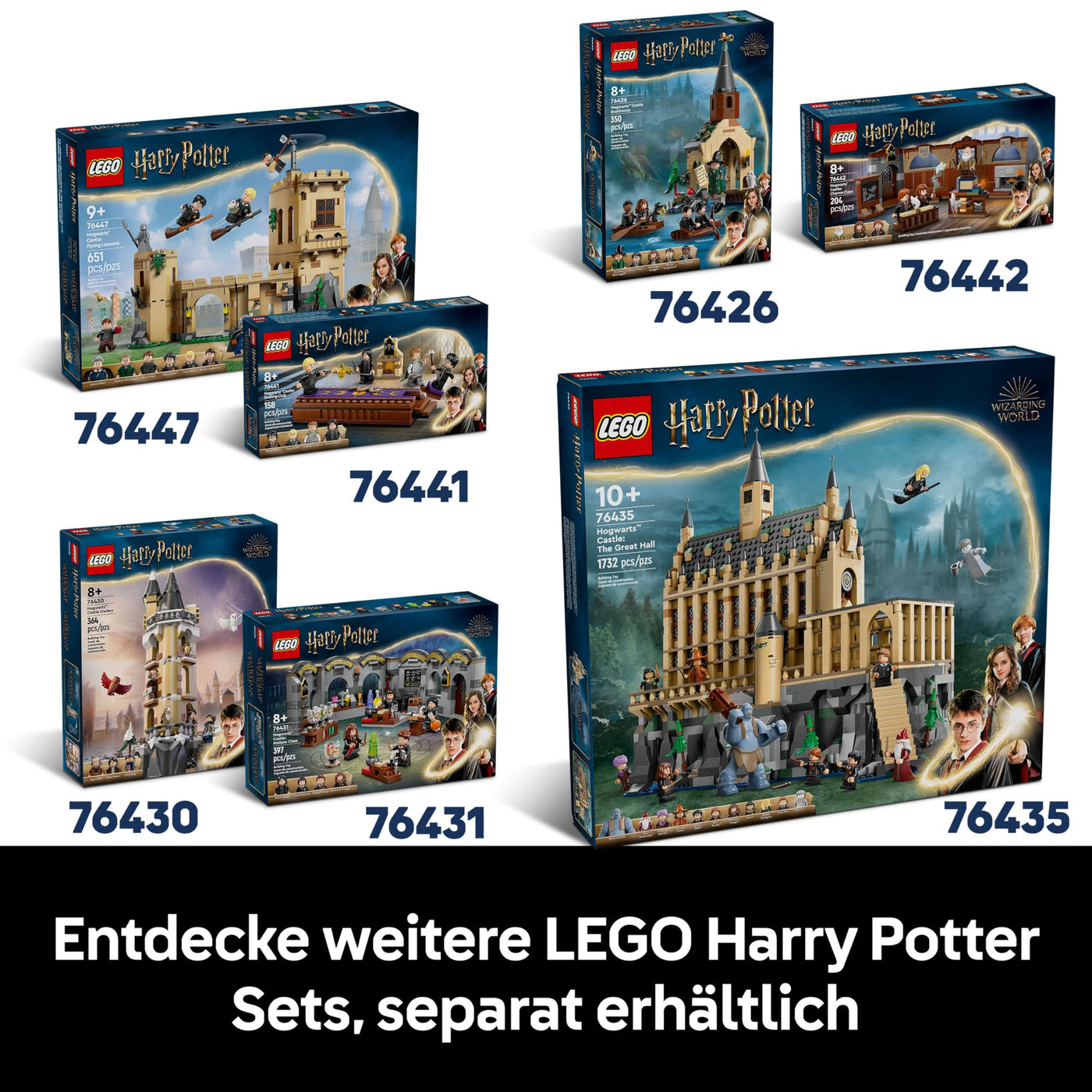LEGO Harry Potter Die Zauberläden der Winkelgasse - Miniaturstraße zum Ausstellen - 12 Mikrofiguren zum Sammeln, inkl. Harry Potter, Draco Malfoy, Hermine Granger - Geschenk für Erwachsene 76444