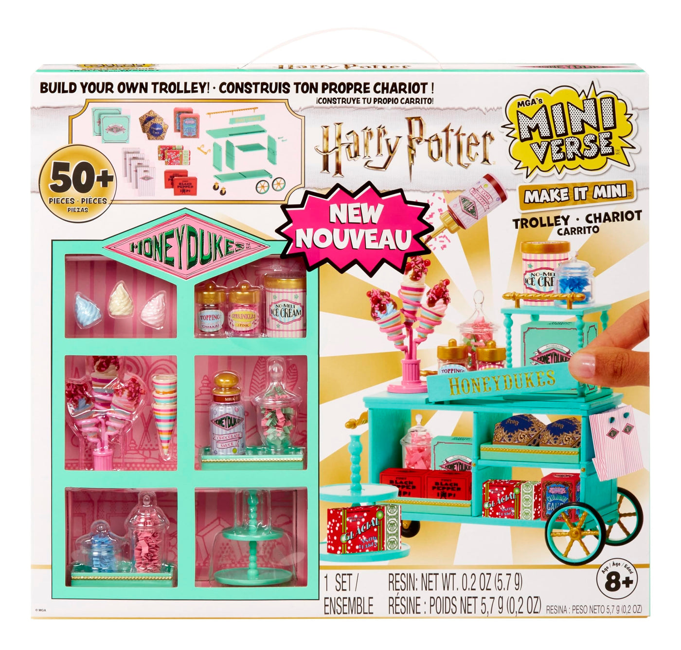 MGA's Miniverse Make It Mini Honeydukes Trolley- Harry Potter Mini-Sammlerstücke, 50+ Teile, Kunstharz-Bastelspiel, Nachgebildete Lebensmittel, Für Sammler & Kinder ab 8, Nicht ESSBAR