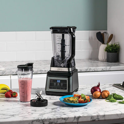 Ninja 2-in-1 Mixer mit 3 Programmen; Mixen, Max Mixen und Zerkleinern & 4 manuellen Einstellungen, 2,1L Krug & 700ml Becher, 1200W, spülmaschinenfest, Auto-iQ, Schwarz BN750EU