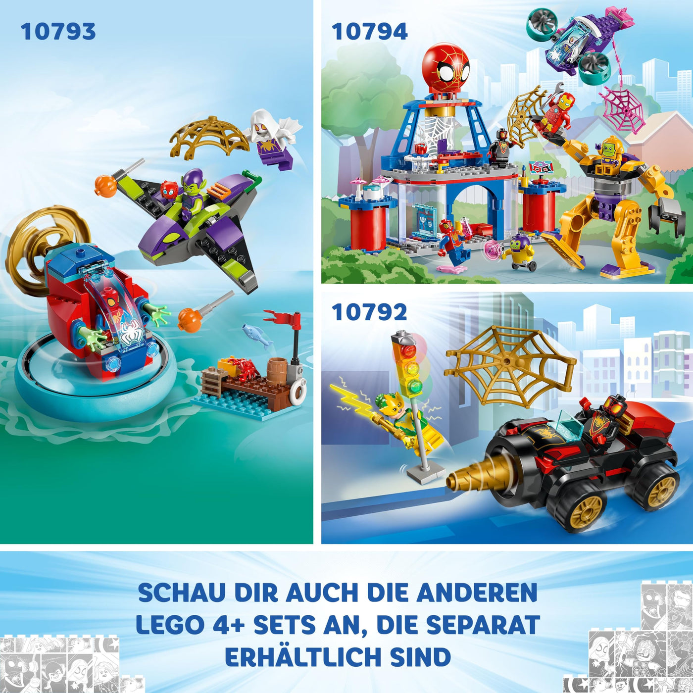 LEGO Marvel Das Hauptquartier von Spideys Team, Spider-Man-Spielzeug mit Fahrzeug und Mech, Geschenk für Jungs und Mädchen ab 4 Jahren, die Fans der TV-Serie Spidey und Seine Super-Freunde sind 10794