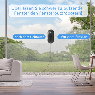 Tosima W2 Fensterputzroboter 3800PA, Fensterputzer Elektrisch- mit Dreifachem Sicherheitssystem, Intelligenter Navigation, Fernbedienung, für Alle Glatten Oberflächen, mit 12 Tüchern （6 Paare）