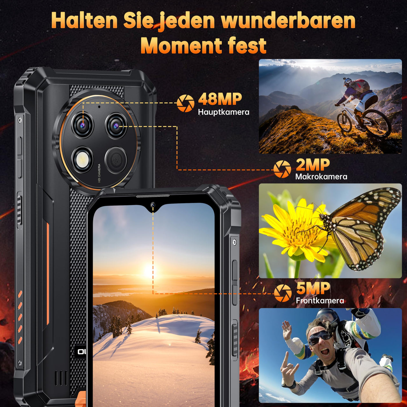 OUKITEL G1 Outdoor Handy Android 14-10600mAh 24GB+256GB Outdoor Smartphone Ohne Vertrag 6,52 Zoll 48MP+5MP Kamera baustellenhandy Dual SIM IP68/NFC/OTG/GPS/Face ID
