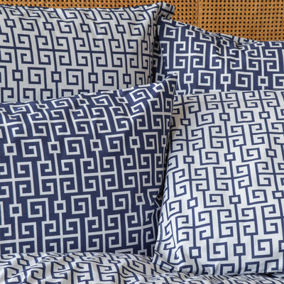 LERUUM Bettwaesche Set 135x200 Baumwolle Navy Blau Weiß Erwachsene Jungen Geometrisches Wendbares Bettbezug mit 1x Kissenbezug 80x80(2 teilig Classy)