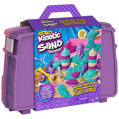 Kinetic Sand Meerjungfrauen Koffer - mit 934 g original kinetischem Sand aus Schweden in 3 Farben, 6 Förmchen, 1 Schaufel für kreatives Indoor-Sandspiel, für Kinder ab 3 Jahren