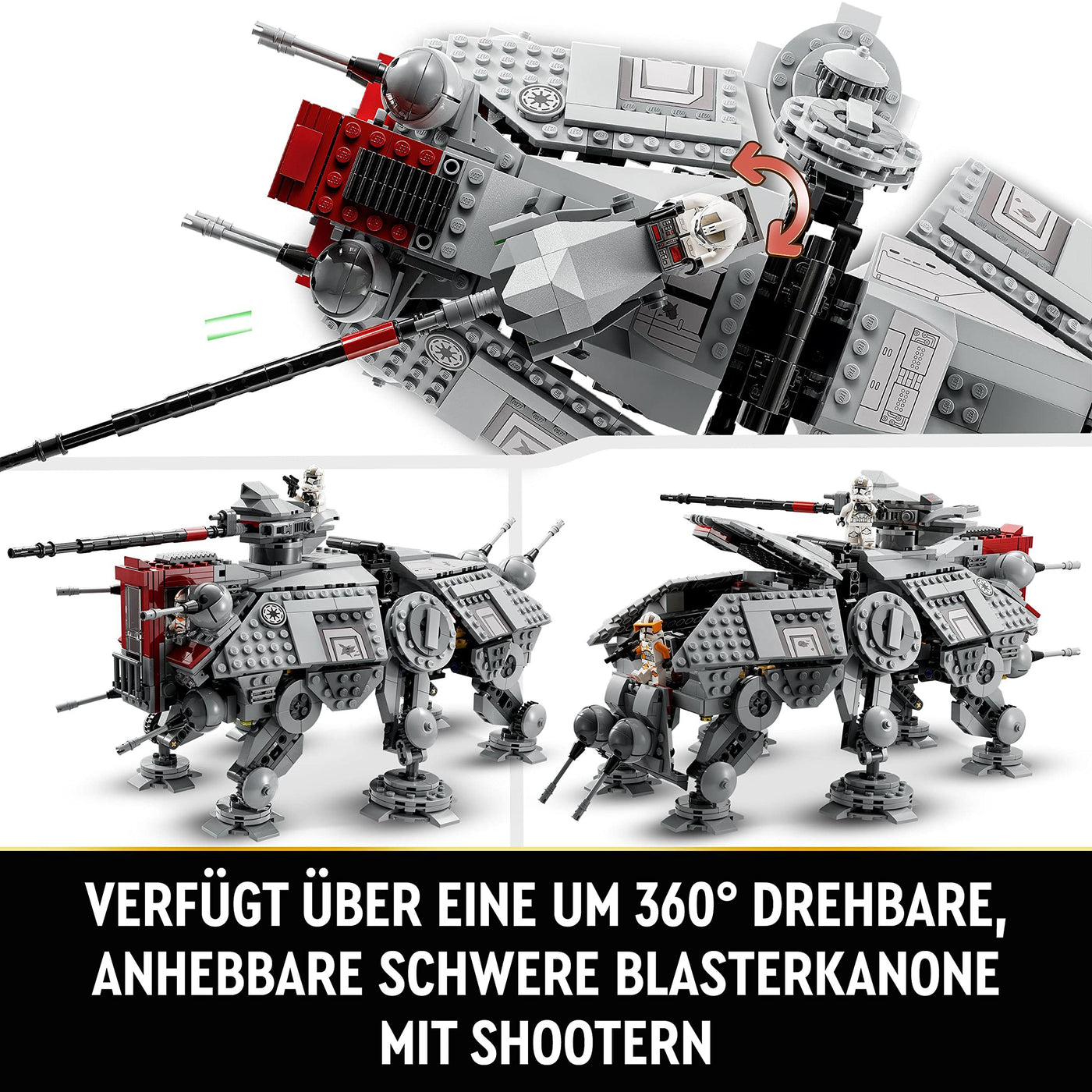 LEGO Star Wars 75337 at-TE Walker Spielzeug mit 3 Minifiguren aus dem 212. Klon-Trupp, Zwergspinne und Battle Droid Figuren – Geschenk für Jungs ab 9 Jahren und Fans von Die Rache der Sith