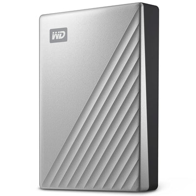 WD My Passport Ultra externe Festplatte 4 TB (mobiler Speicher, Metallgehäuse, herunterladbare Software, automatische Backups, Passwortschutz) Silber - auch kompatibel mit PC, Xbox, PS4 und PS5
