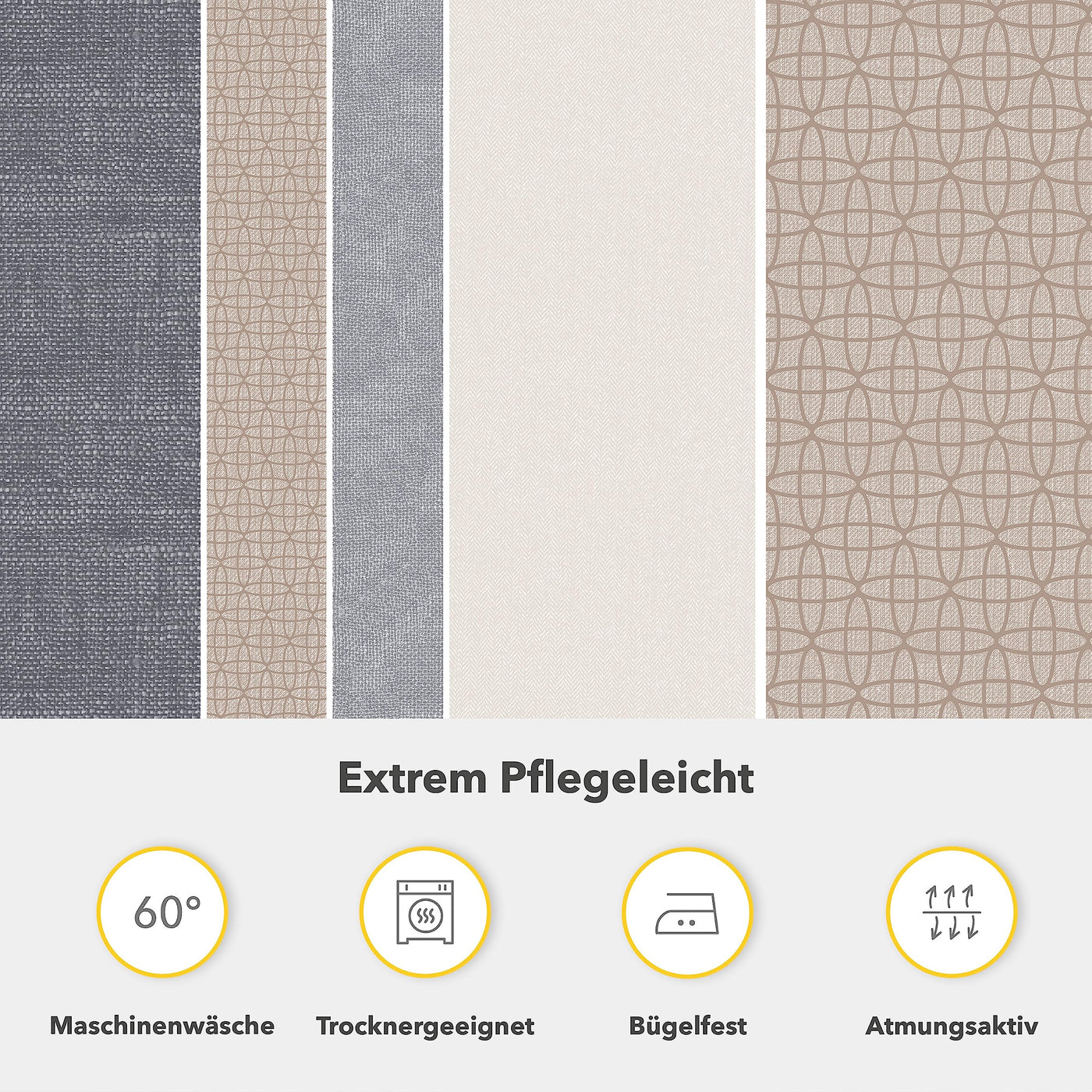 Träumschön Biber Bettwäsche 135x200 Baumwolle Beige Grau Muster - 100% Baumwoll Bettwäsche Grau Beige Braun - Kuschelige Bettwäsche gestreift