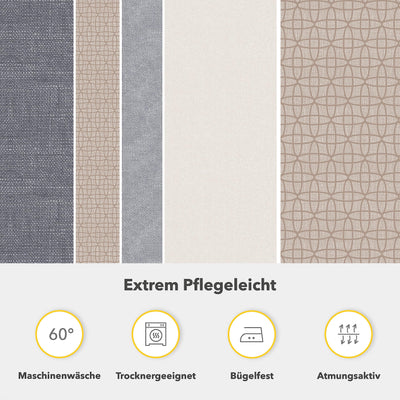 Träumschön Biber Bettwäsche 135x200 Baumwolle Beige Grau Muster - 100% Baumwoll Bettwäsche Grau Beige Braun - Kuschelige Bettwäsche gestreift