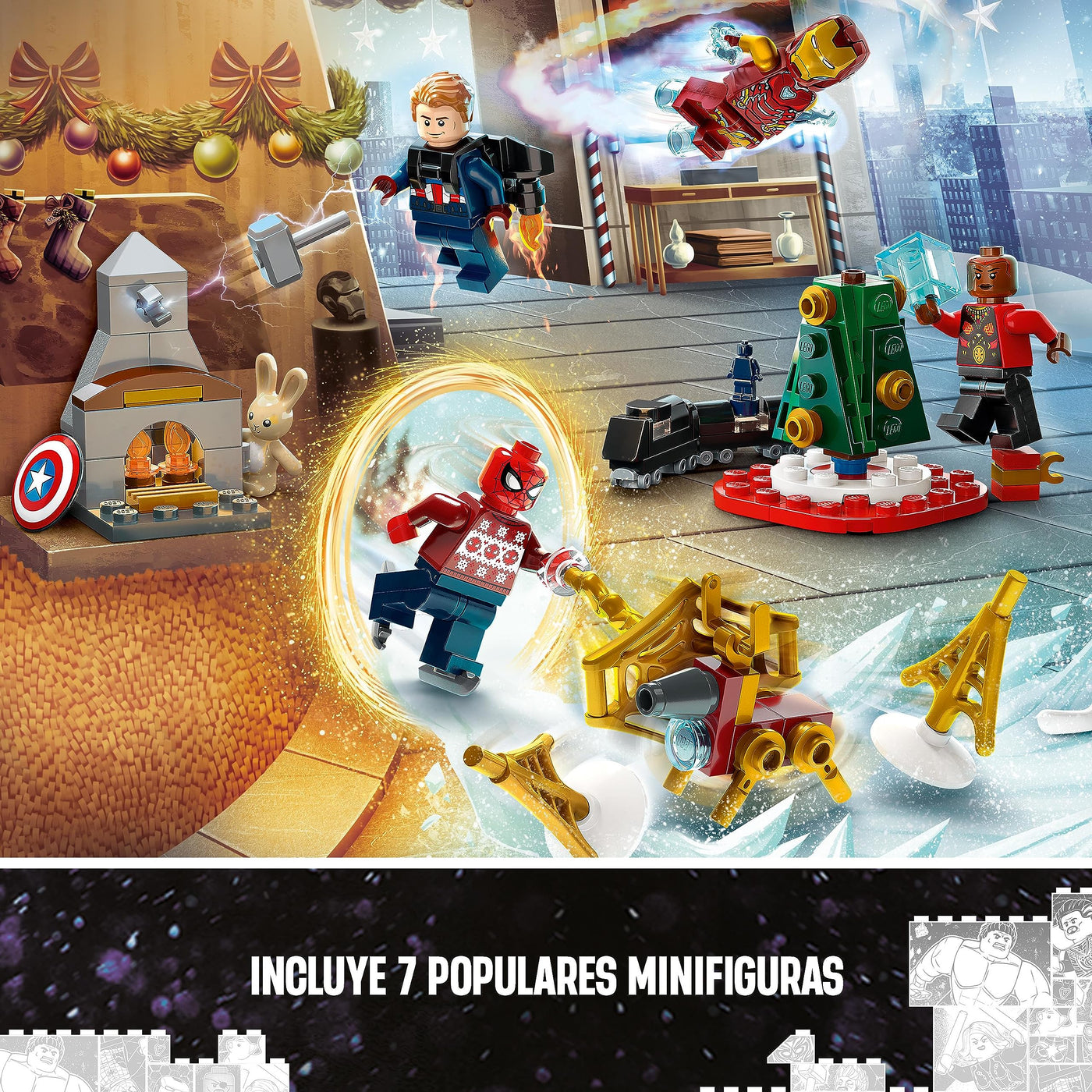 LEGO 76267 Marvel Avengers Adventskalender 2023, Weihnachtskalender mit 24 Geschenken inkl. Captain America, Spider-Man, Iron Man und weiteren Superhelden-Minifiguren, Weihnachts- und Advents-Geschenk