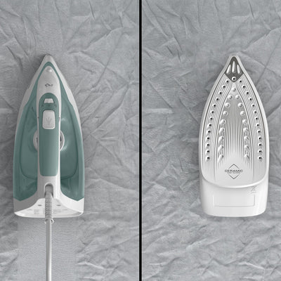 Tefal Virtuo 30 Dampfbügeleisen, 2000 W, 27 g/Min. Dampfabgabe, 120 g/Min. Dampfstoß, 30 Sek. Aufheizzeit, Vertikaldampf, Tropfstopp, Präzisionsbügelspitze, Eukalyptus, FV2C42E0