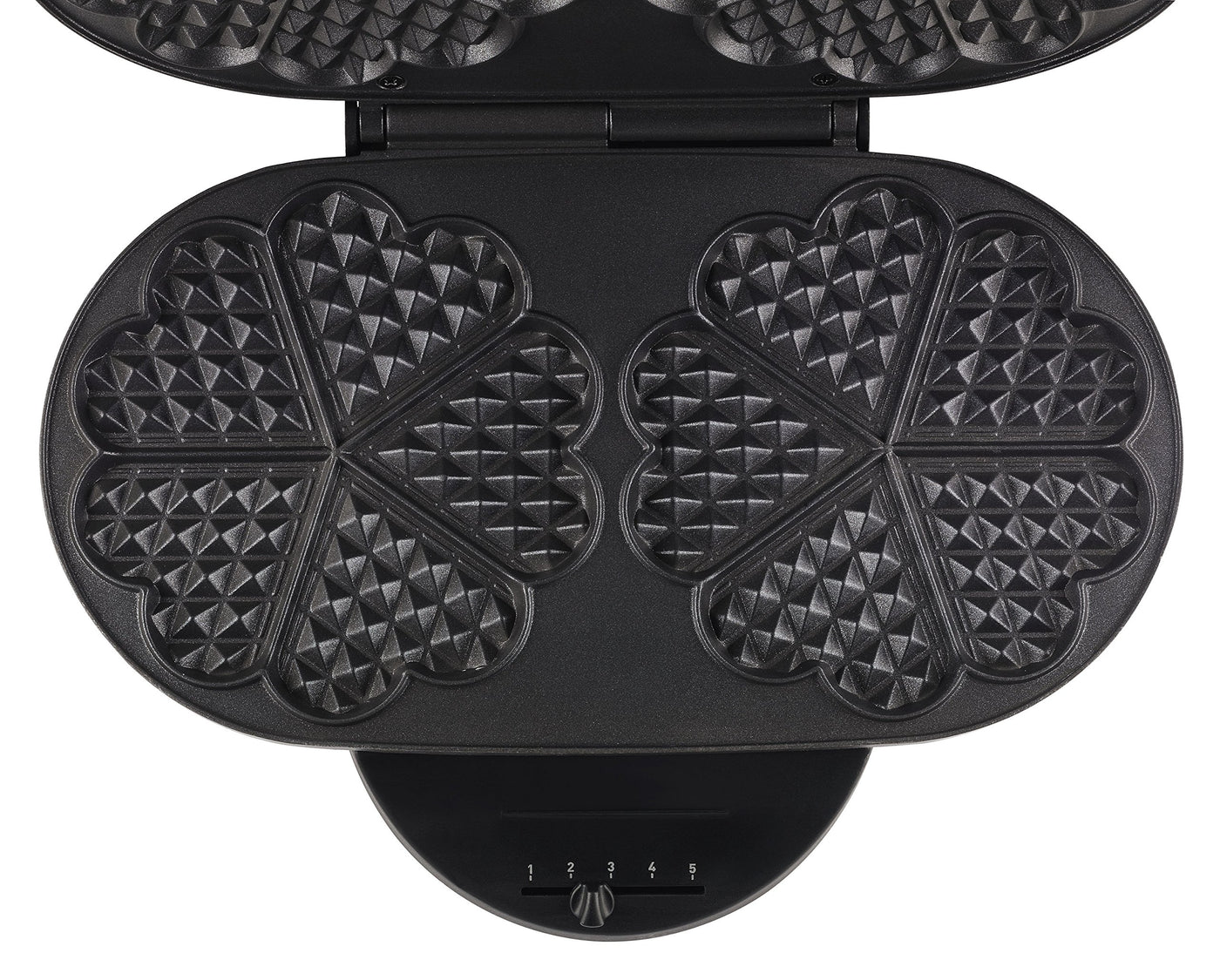 Tefal Doppel-Herzwaffeleisen WM311D, Stufenloser Temperaturregler für Bräunung nach Wunsch, Antihaftbeschichtete Platten, Teigauffang-Vorrichtung, 1200W,‎ 37 x 11.4 x 28.5 cm
