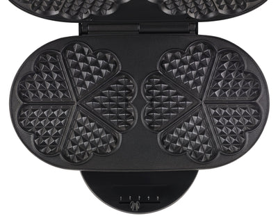 Tefal Doppel-Herzwaffeleisen WM311D, Stufenloser Temperaturregler für Bräunung nach Wunsch, Antihaftbeschichtete Platten, Teigauffang-Vorrichtung, 1200W,‎ 37 x 11.4 x 28.5 cm