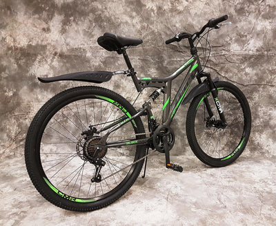 Generisch 26 Zoll MTB Blackrider Vollgefedert 21-Gang Kettenschaltung mit Scheibenbremsen NEU 2638-SCHWARZ-GRÜN Bitte BEACHTEN AB 155 cm KÖPERGRÖSSE GEEIGNET !!!!!!!