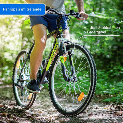 Bergsteiger Denver 26 Zoll Mountainbike, geeignet ab 155 cm, 18 Gang-Schaltung, Licht, Schutzblech, Gabel-Federung