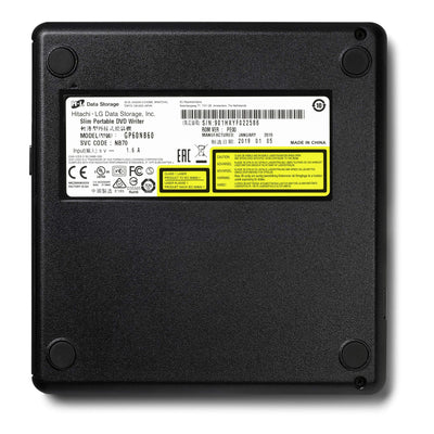 Hitachi-LG GP60 External DVD Drive, Slim Portable DVD Burner/Writer/Player for Laptop, Windows and Mac OS Compatible, USB 2.0, 8x Read/Write Speed - Black