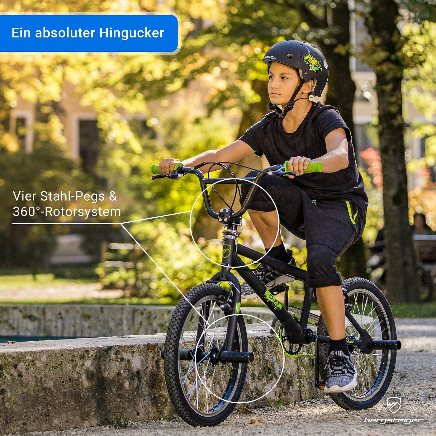 Bergsteiger Ohio 20 Zoll BMX, 360° Rotor-System, Freestyle, 4 Stahl Pegs, Kettenschutz, Freilauf